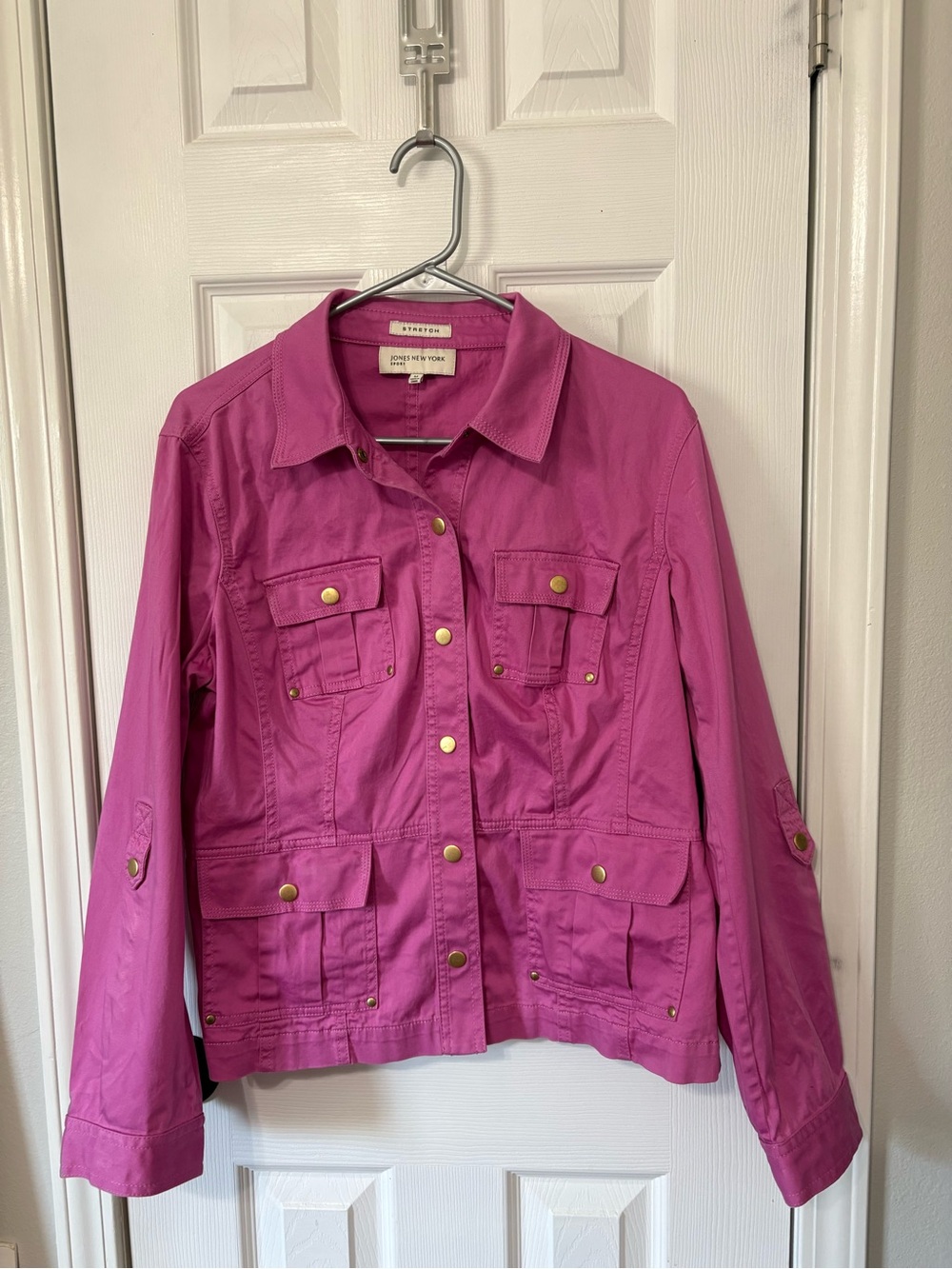 Vintage Bright Pink Jones NY Sport Jacket Size M  Adjustable Sleeves